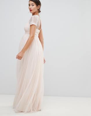 maternity embellished maxi dress