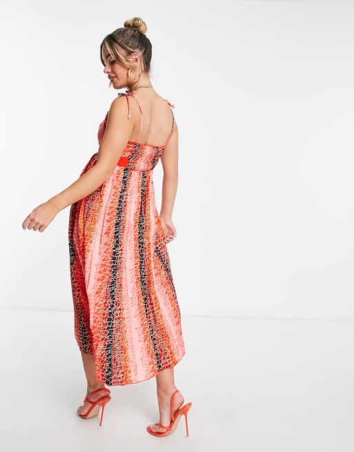 Little Mistress Maternity midi cami dress with pleated skirt in 