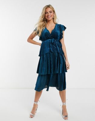 teal blue midi dress