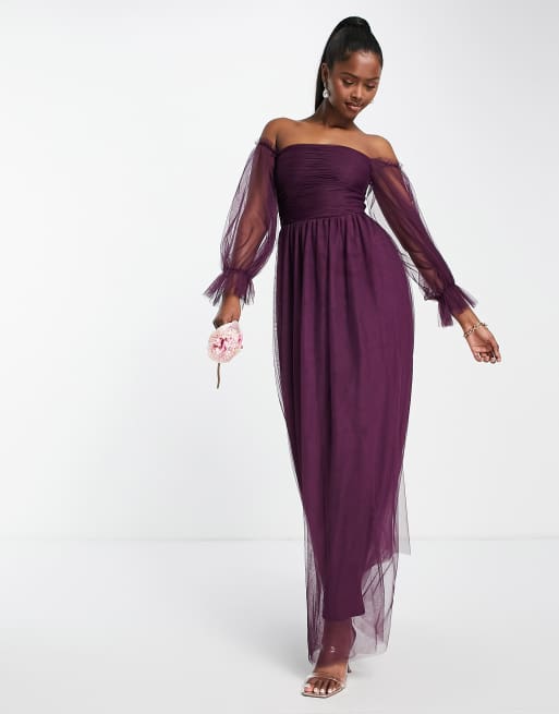 Little Mistress - Maxi bruidsmeisjesjurk in bardot-model