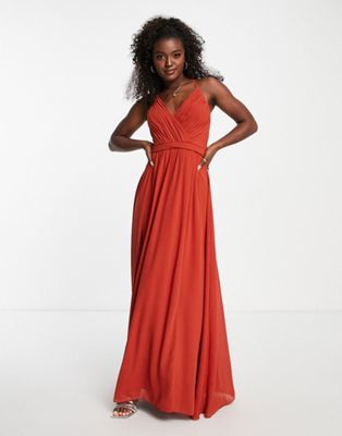 Little Mistress Maxi Dress With Back Strap Detail In Copper