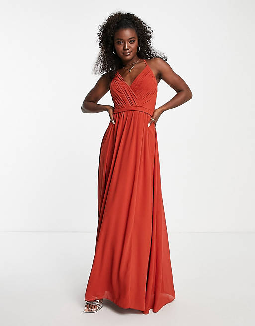 Little Mistress maxi dress with back strap detail in copper