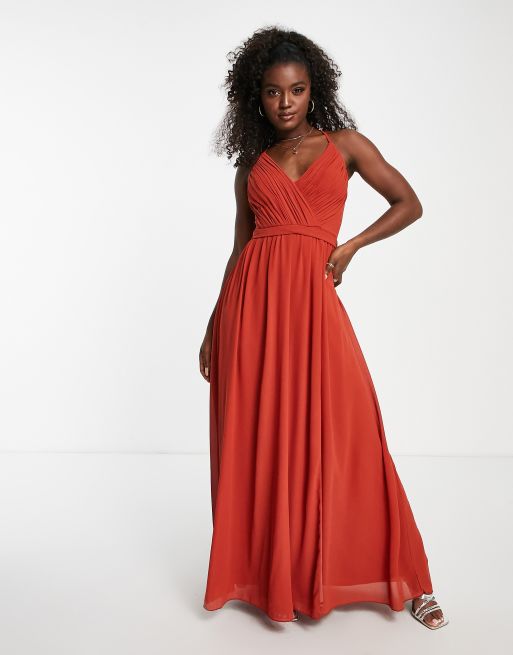 little mistress petite wrap front strappy maxi dress