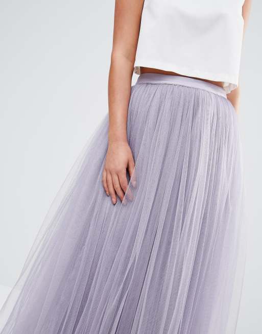 Little mistress tulle midi prom outlet skirt in lavender grey