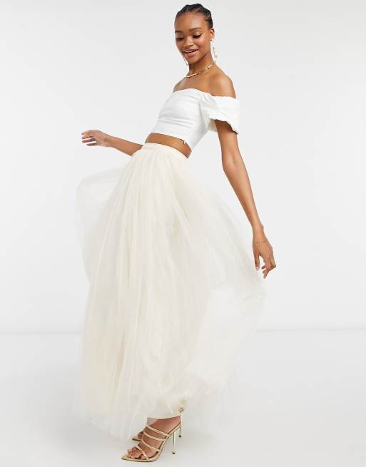 Long tulle 2024 skirt cream