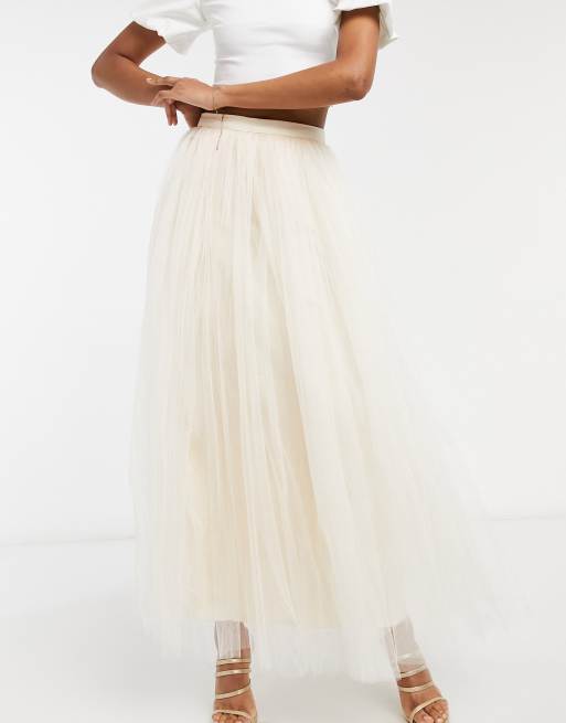 Cream tulle 2024 maxi skirt