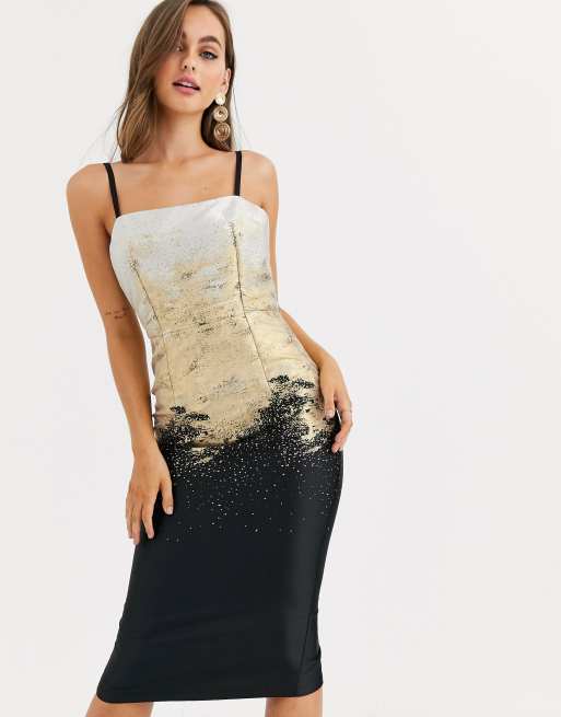 Little mistress black hot sale and gold dress