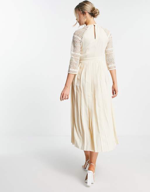 Little Mistress - Midaxi-jurk met kant in crème, 2 van 4