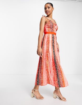 Little Mistress midi cami dress with pleated skirt in animal print - Click1Get2 Mega Discount