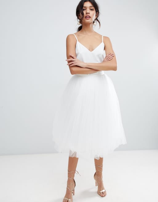 Little mistress tulle midi 2025 prom skirt in mink