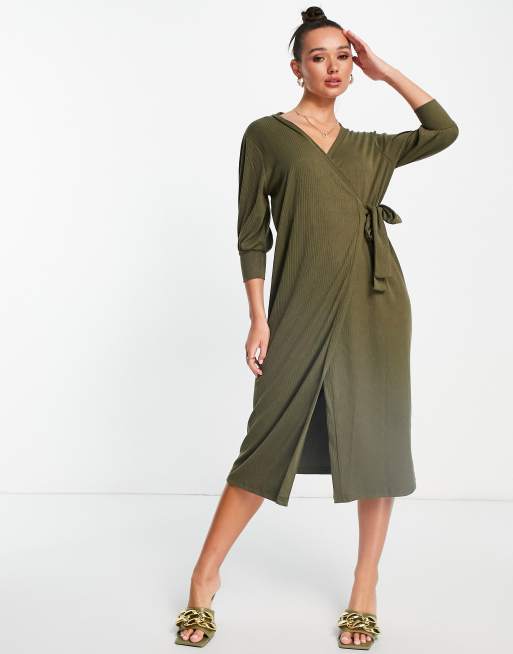 Khaki 2024 wrap dress