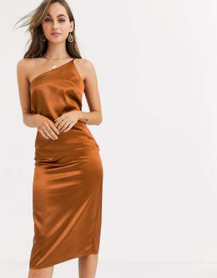 one shoulder slip dress
