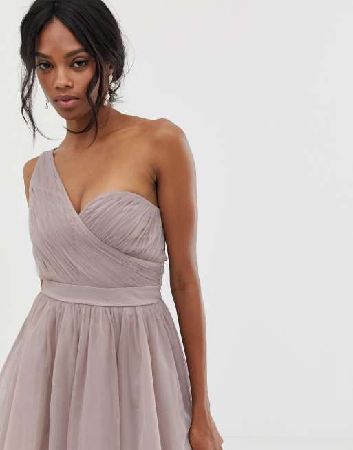 Asos design premium tulle clearance one shoulder maxi dress