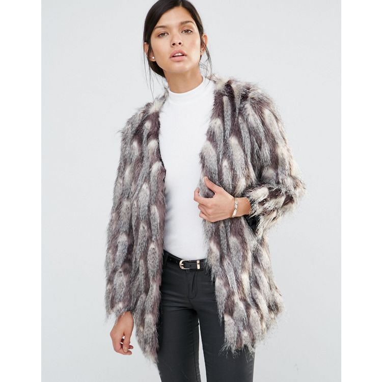 購入いただけます Mistreass Eco-Fur Collarless Coat - ジャケット ...