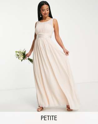 Little Mistress Petite Bridesmaid chiffon maxi dress in blush