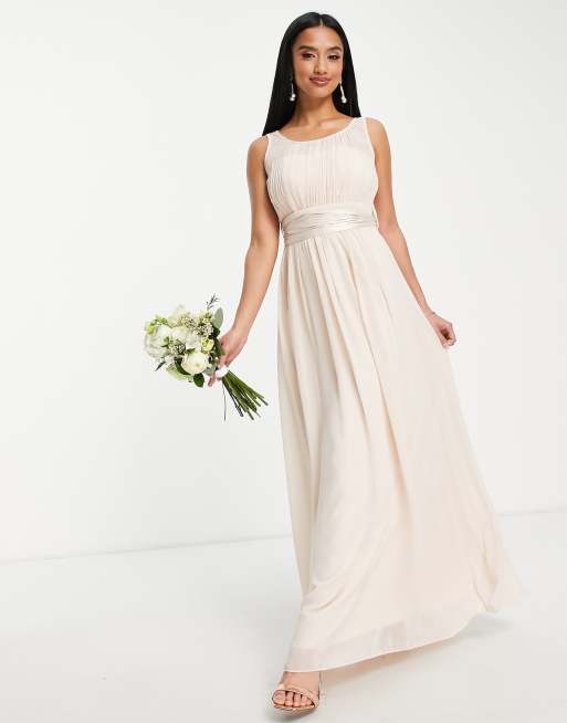 Little Mistress Petite Bridesmaid chiffon maxi dress in blush