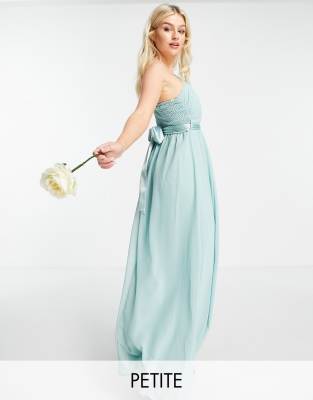 Little Mistress Petite Bridesmaid One Shoulder Maxi Dress In Green ModeSens