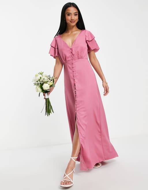 Dark pink satin store dress