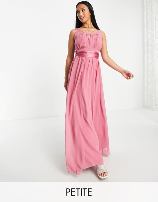 Little Mistress Petite - Brudepiger - Maxikjole i mørk rosa chiffon