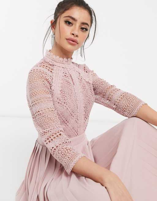 Little mistress alanis blush lace top midaxi clearance dress