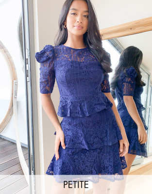 petite navy lace dress