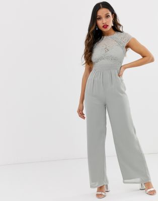 lace top wide leg jumpsuit