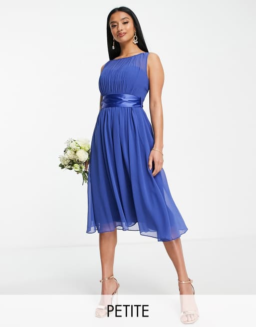 Little Mistress Petite - Robe patineuse de demoiselle d'honneur mi-longue - Bleu 