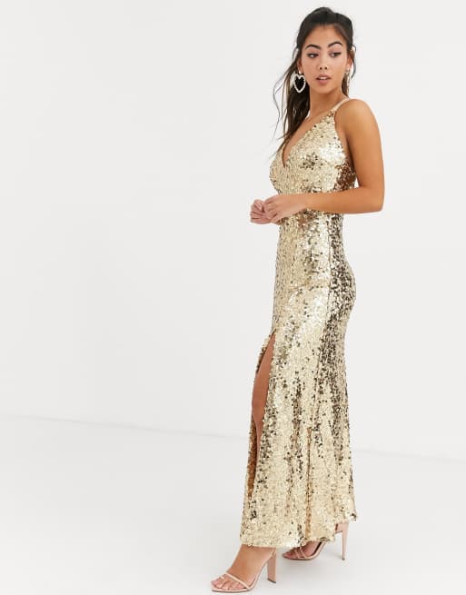 Gold petite shop maxi dress