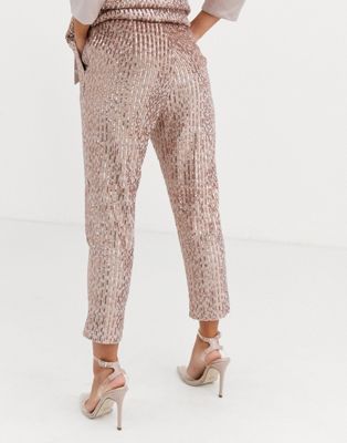 rose gold sequin joggers