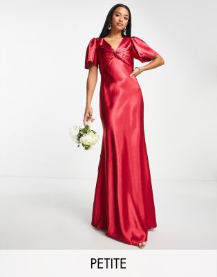 Little Mistress Petite tea dress in sunset autumn red | ASOS