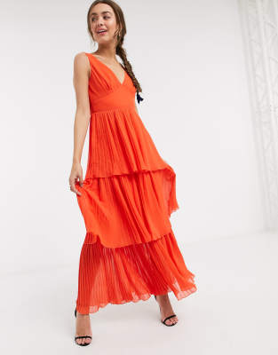 orange tiered dress