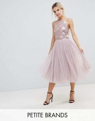 Little Mistress Petite Tulle Dress With 