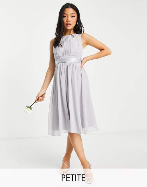 Little Mistress Petite - Vestito skater da damigella, colore grigio