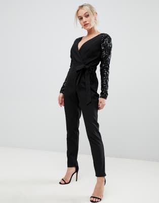 little mistress wrap front jumpsuit
