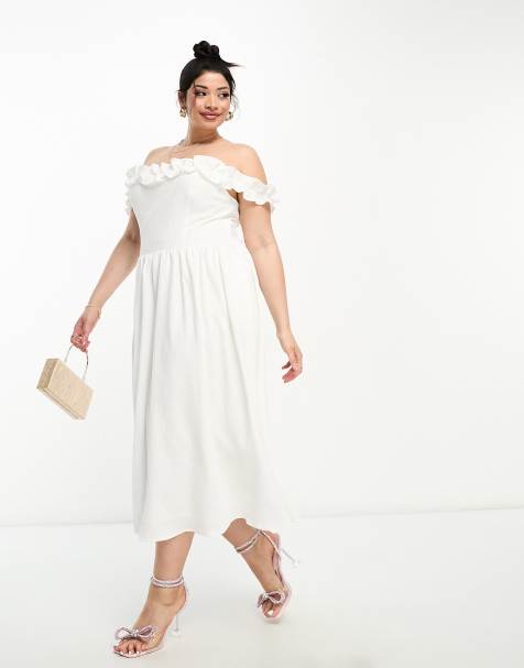 Plus size sale white midi dress