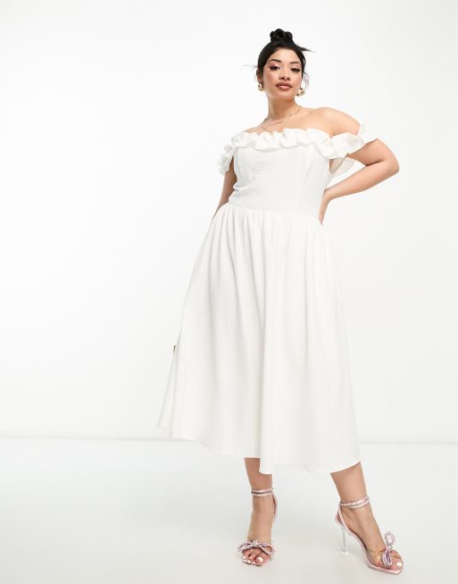 White midi hotsell skirt bardot