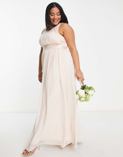 Little Mistress Plus Bridesmaid chiffon maxi dress in blush | ASOS