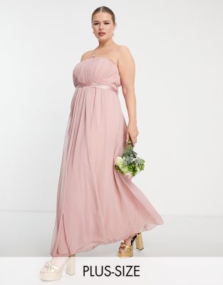 Little Mistress Plus Bridesmaid multiway chiffon shoulder maxi dress in dusty rose - ASOS Price Checker