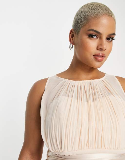 Little Mistress Plus - Brudepige - Midi-skaterkjole i blush-lyserød , 4 af 4