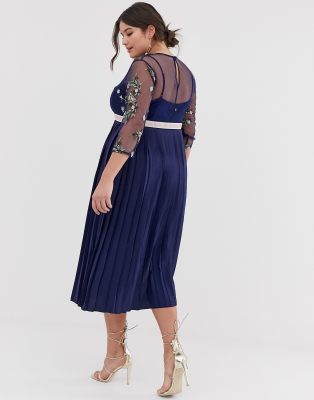 little mistress navy embroidered dress