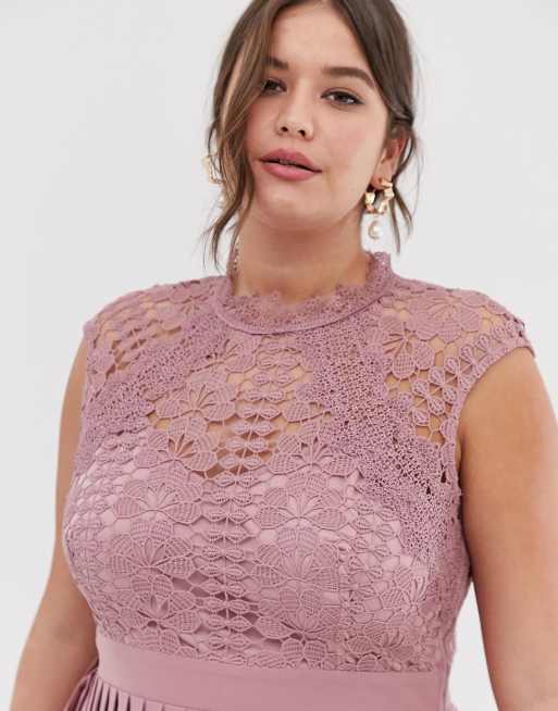 Little mistress lace top midaxi sale dress with pleated skirt in blush