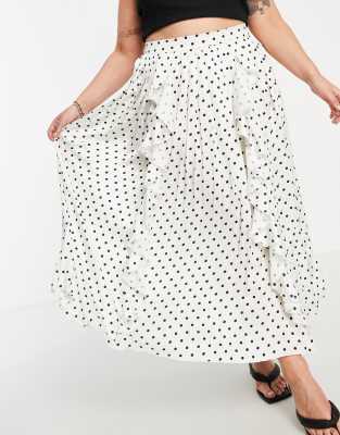 cream polka dot skirt