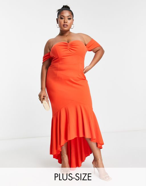 Little Mistress Plus - Robe de bal de promo longue bandeau à ourlet plongeant - Rouge