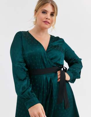 green long wrap dress