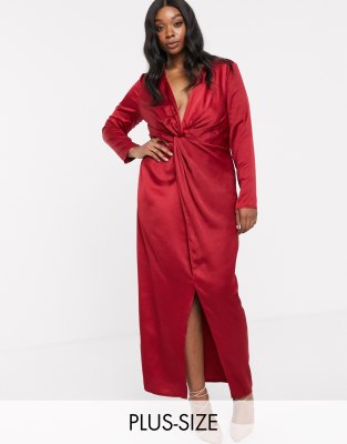 plus size wrap maxi dress with split