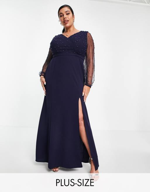 Gown with sheer clearance sleeves