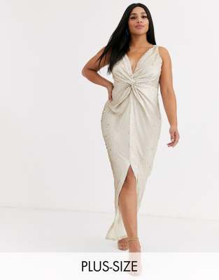 plus size cream maxi dress