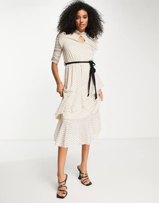 Polka dot tiered midi 2024 dress