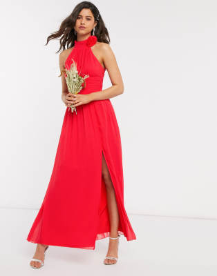 robe longue rouge fleurs