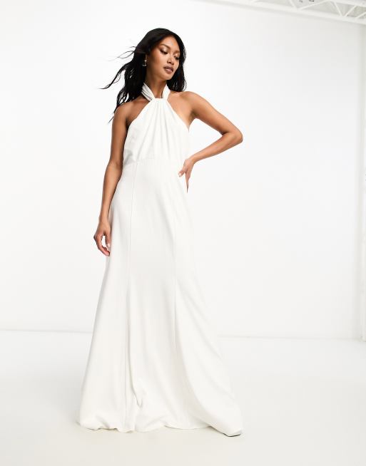 Little Mistress Robe longue de mariee dos nu en satin Ivoire ASOS